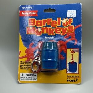 New Rare Vintage Barrel of Monkeys Keychain 1998 Hasbro Basic Fun 4 Key Ring Toy